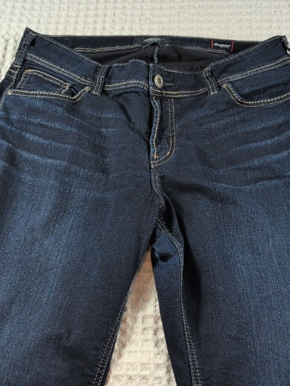 Silver Jeans Co. Suki High Straight Dark Wash Jeans Super Stretch Size 16